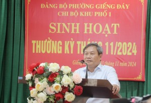 Đồng chí Bí thư Tỉnh ủy Vũ Đại Thắng dự sinh hoạt chi bộ khu phố 1, phường Giếng Đáy.